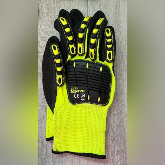 🦺🧤🥽4/$22 Bundle OGRE Cordova 7735 HiVis Impact Gloves w/Nitrile Palm in Lime. XL - Picture 3 of 4